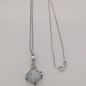925 Sterling Silver Agate Moonstone Stone Pendant Necklace